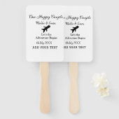 One happy Couple Let's Adventure begint bruiloft c Handwaaier (Voorkant en achterkant)