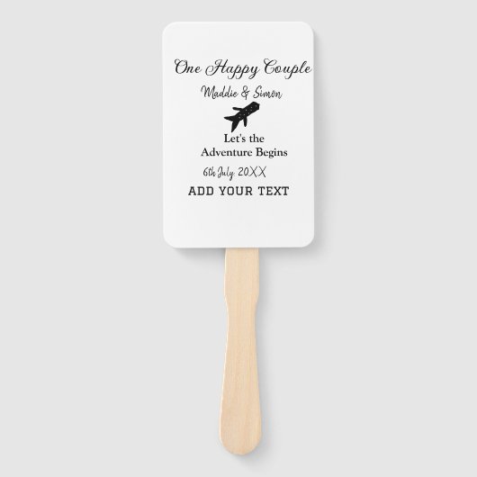 One happy Couple Let's Adventure begint bruiloft c Handwaaier (Voorkant)