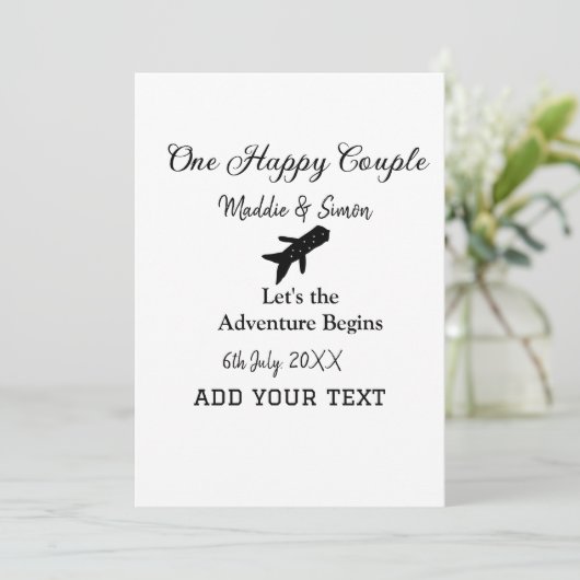 One happy Couple Let's Adventure begint bruiloft c Kaart (Staand voorkant)