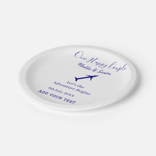 One happy Couple Let's Adventure begint bruiloft c Papieren Bordje (Gekanteld)