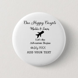 One happy Couple Let's Adventure begint bruiloft c Ronde Button 5,7 Cm