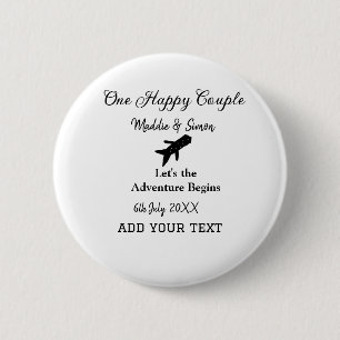 One happy Couple Let's Adventure begint bruiloft c Ronde Button 5,7 Cm