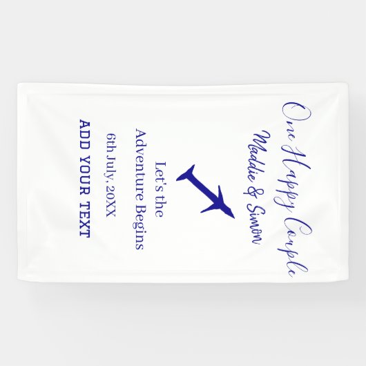 One happy Couple Let's Adventure begint bruiloft c Spandoek (Horizontaal)