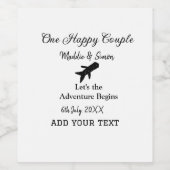 One happy Couple Let's Adventure begint bruiloft c Wijn Etiket (Enkel label)