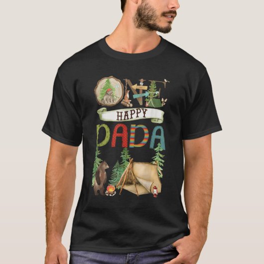 One Happy Dada Camper First Birthday Camng Bear  T-shirt (Voorkant)