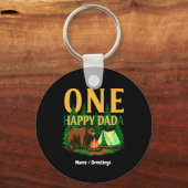One Happy Dada Eerste Verjaardag Beer Camping Funn Sleutelhanger (Voorkant)