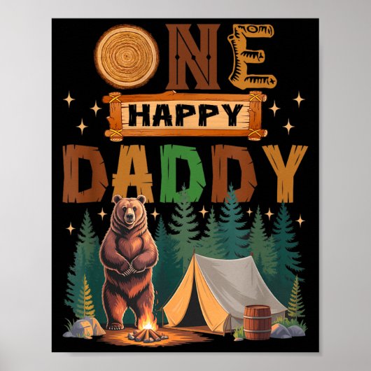 One Happy Daddy Camper 1st Birthday Camng Bear  Poster (Voorkant)