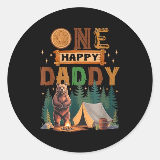 One Happy Daddy Camper 1st Birthday Camng Bear  Ronde Sticker (Voorkant)