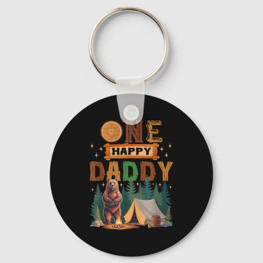 One Happy Daddy Camper 1st Birthday Camng Bear Sleutelhanger (Voorkant)