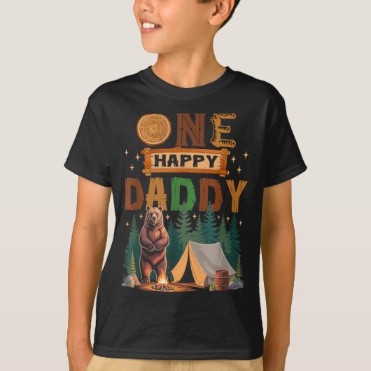 One Happy Daddy Camper 1st Birthday Camng Bear  T-shirt (Voorkant)