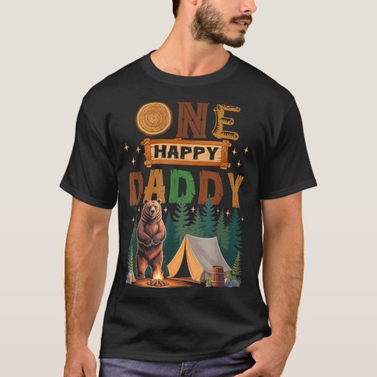 One Happy Daddy Camper 1st Birthday Camng Bear  T-shirt (Voorkant)