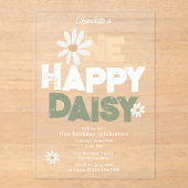 One Happy Daisy Invite 1st First Birthday Cute Acryl Uitnodigingen (Voorkant)