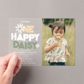 One Happy Daisy Invite 1st First Birthday Photo Acryl Uitnodigingen (Insitu (Draagbaar))