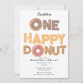 One Happy Donut Invite 1st  First Birthday Cute Kaart (Voorkant)