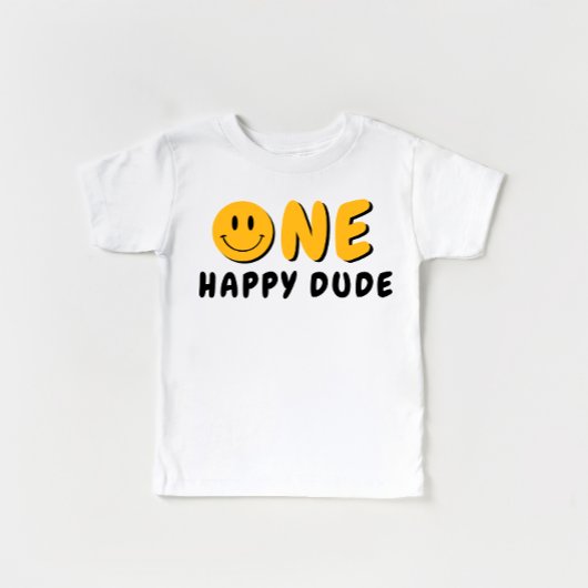 One Happy Dude 1e Verjaardag Sinaasappel Smiley