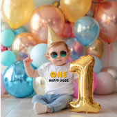 One Happy Dude 1e Verjaardag Sinaasappel Smiley Romper