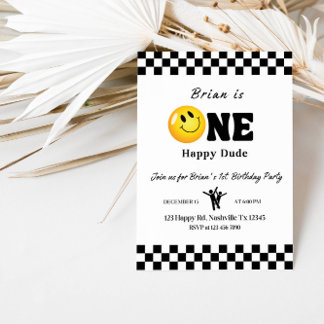 One Happy Dude 1st Birthday Boy Party - Schattige  Kaart