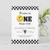 One Happy Dude 1st Birthday Boy Party - Schattige  Kaart (Staand voorkant)
