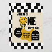 ONE Happy Dude Birthday Invitation Kaart (Voorkant / Achterkant)
