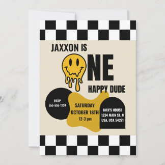 ONE Happy Dude Birthday Invitation Kaart