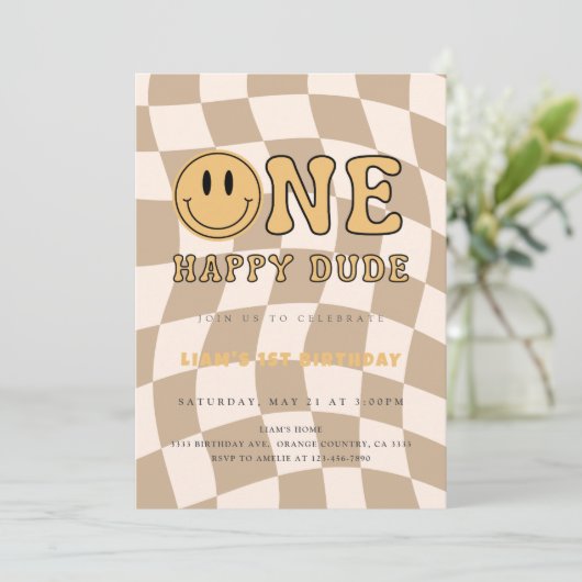 ONE HAPPY DUDE BIRTHDAY KAART (Staand voorkant)