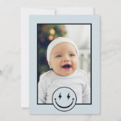 One Happy Dude Blue Check Foto Verjaardag Bedankkaart (Achterkant)