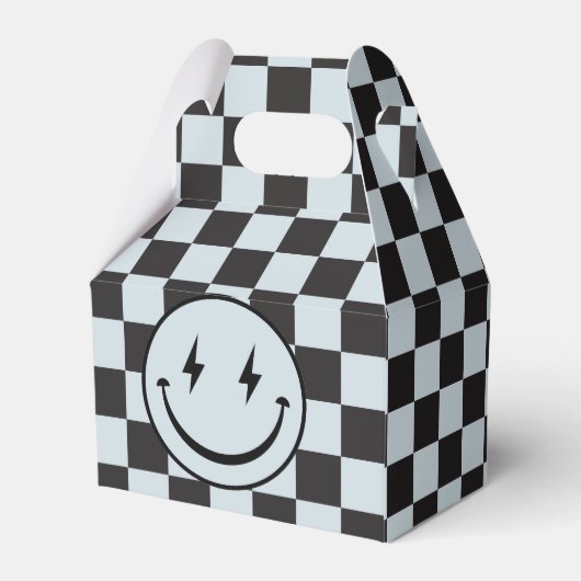 One Happy Dude Blue Happy Face Boy Eerste Verjaard Bedankdoosjes (Achterkant)