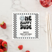 One Happy Dude Blue Schattige Boy Eerste Verjaarda Servet (Insitu)