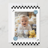 ONE HAPPY DUDE Blue Smile Gezicht Eerste Verjaarda Kaart (Achterkant)