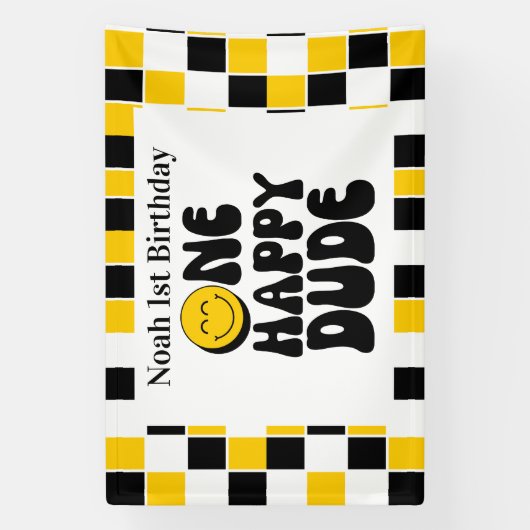 One Happy Dude Boy 1e Verjaardag Spandoek (Verticaal)