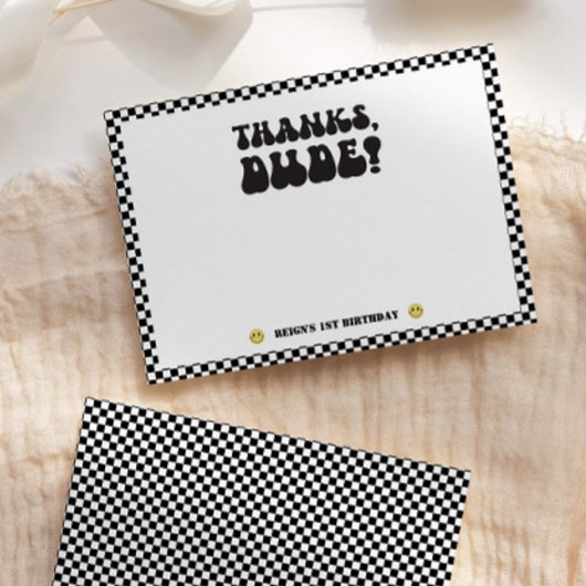 One Happy Dude | Boys Rad Kids 1e Verjaardag Bedankkaart