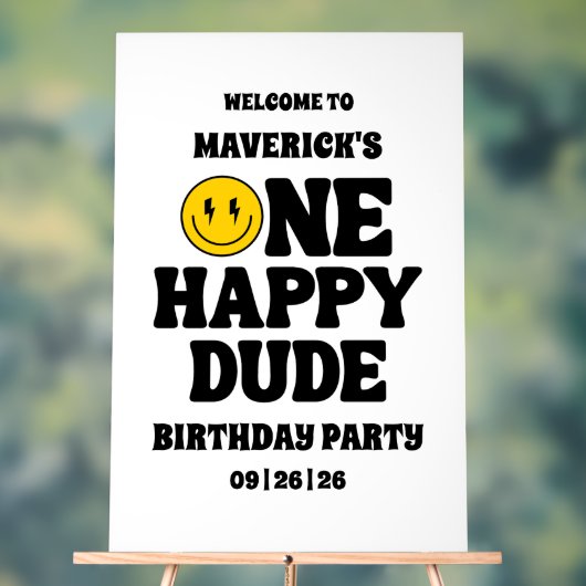 One Happy Dude Boy's Retro 1st Birthday  Acryl Bord (Neutraal)