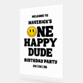 One Happy Dude Boy's Retro 1st Birthday  Acryl Bord (Hoek)