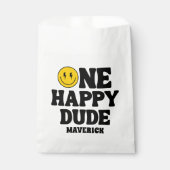 One Happy Dude Boy's Retro 1st Birthday  Bedankzakje (Voorkant)