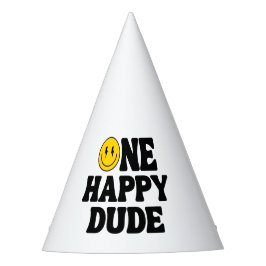 One Happy Dude Boy's Retro 1st Birthday  Feesthoedjes