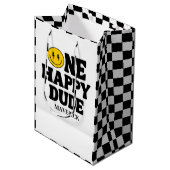 One Happy Dude Boy's Retro 1st Birthday  Medium Cadeauzakje (Voorkant Gekanteld)