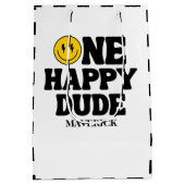 One Happy Dude Boy's Retro 1st Birthday  Medium Cadeauzakje (Achterkant)