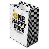 One Happy Dude Boy's Retro 1st Birthday  Medium Cadeauzakje (Achterkant Gekanteld)