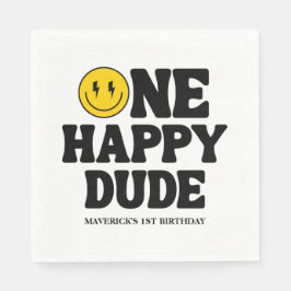 One Happy Dude Boy's Retro 1st Birthday  Servet