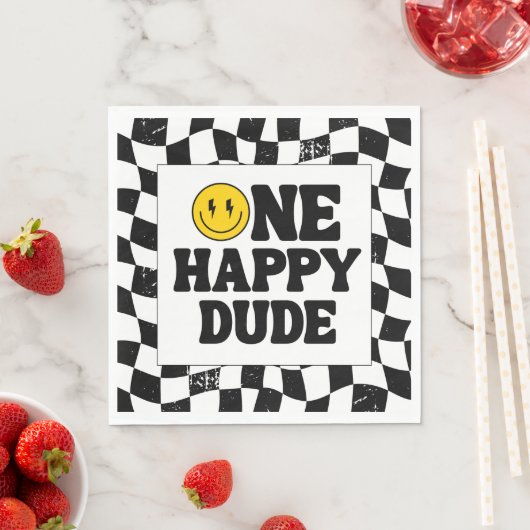 One Happy Dude Boy's Retro 1st Birthday  Servet (Insitu)