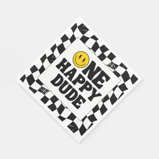 One Happy Dude Boy's Retro 1st Birthday  Servet (Hoek)