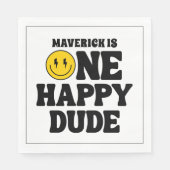 One Happy Dude Boy's Retro 1st Birthday  Servet (Voorkant)