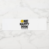 One Happy Dude Boy's Retro 1st Birthday  Waterfles Etiket (Enkel label)