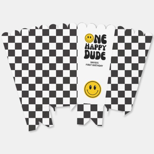 One Happy Dude Check Yellow Happy Face Favoriet Bo Bedankdoosjes (Ongevouwen)