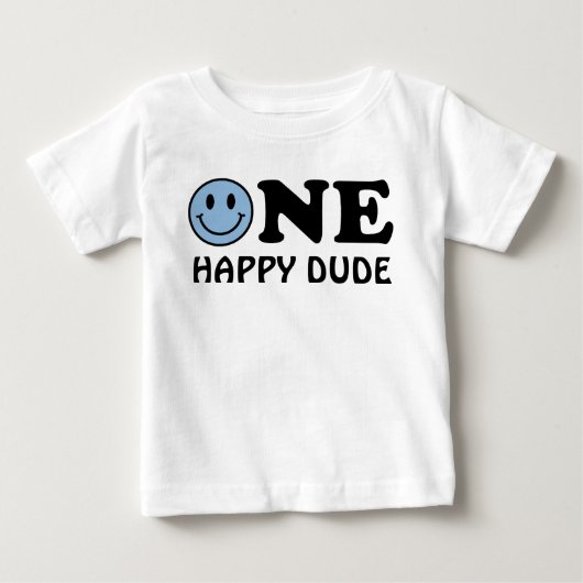 One Happy Dude | Op maat blauwe glimlach eerste ve (Voorkant)