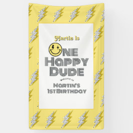 "One Happy Dude" Retro 1e verjaardagsfeest Welkom Spandoek