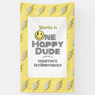 "One Happy Dude" Retro 1e verjaardagsfeest welkom Spandoek