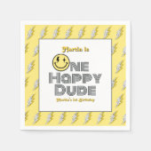 "One Happy Dude" Retro 1e verjaardagsfeestje Servet (Voorkant)