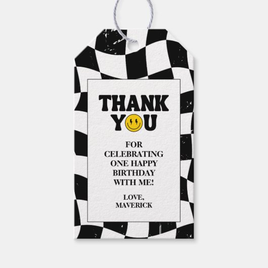 One Happy Dude Retro 1st Birthday Cadeaulabel (Voorkant)