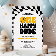 One Happy Dude Retro Arch Eerste 1e Verjaardagsfee